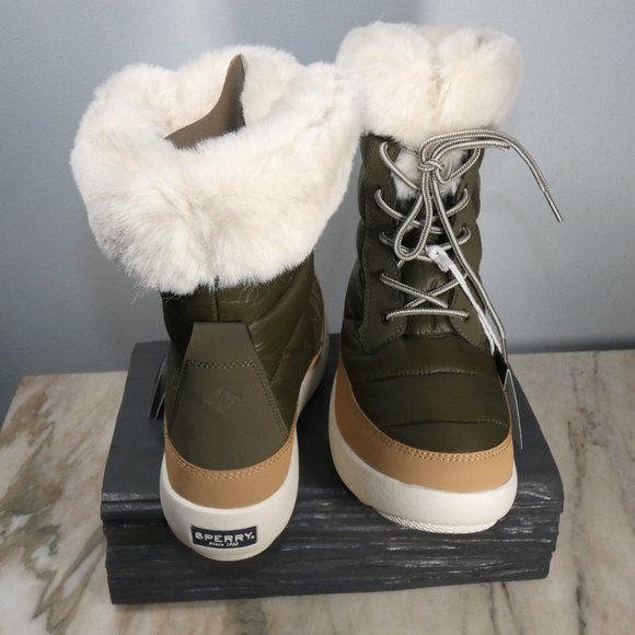 Sperry Top-Sider Bearing PLUSHWAVE Nylon Boot Women Olive/Tan?Ivory 8.5 M - Picture 10 of 13